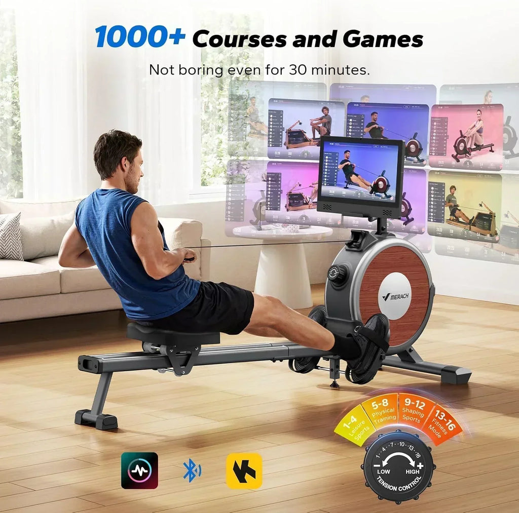 Merachi household rowing machine silent resistance dual-slide design