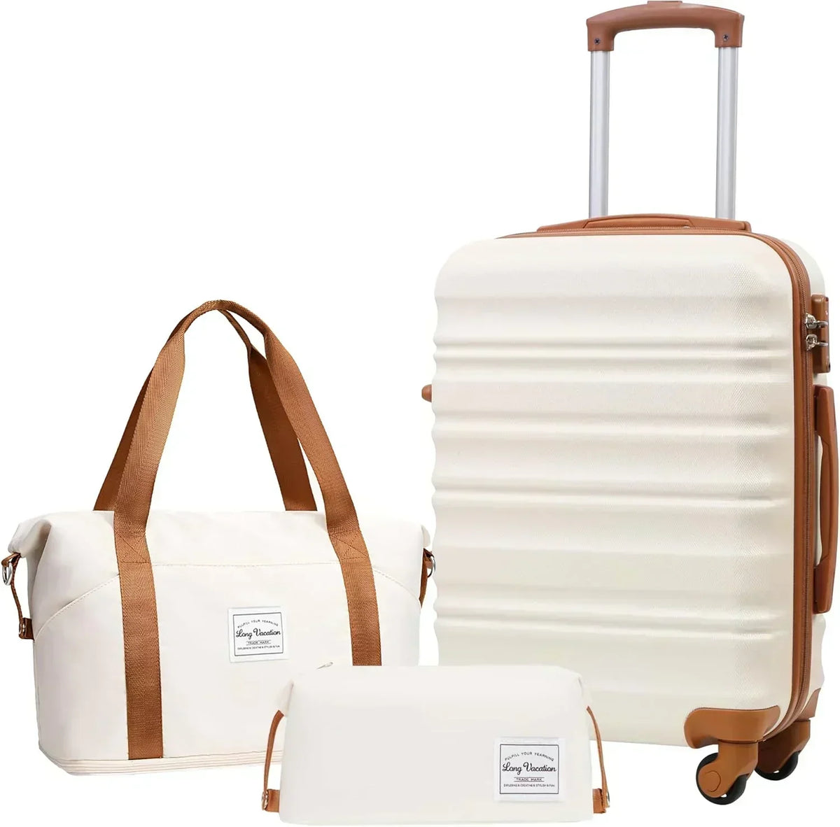 LONG VACATION 6 Piece Luggage Set Carry on Suitcase with ABS+PC hardshell Spinner Wheels