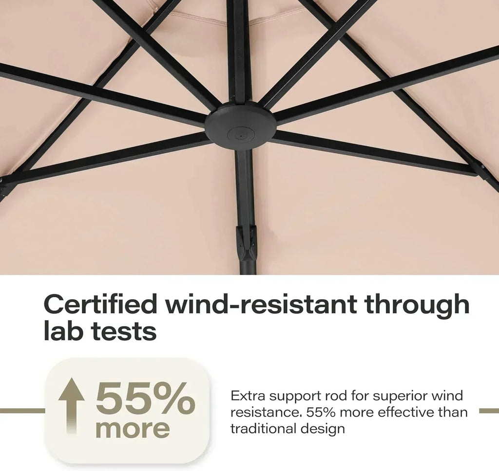LAUSAINT HOME Outdoor Patio Umbrella with Base included 11 FT Deluxe Curvy Cantilever Umbrella