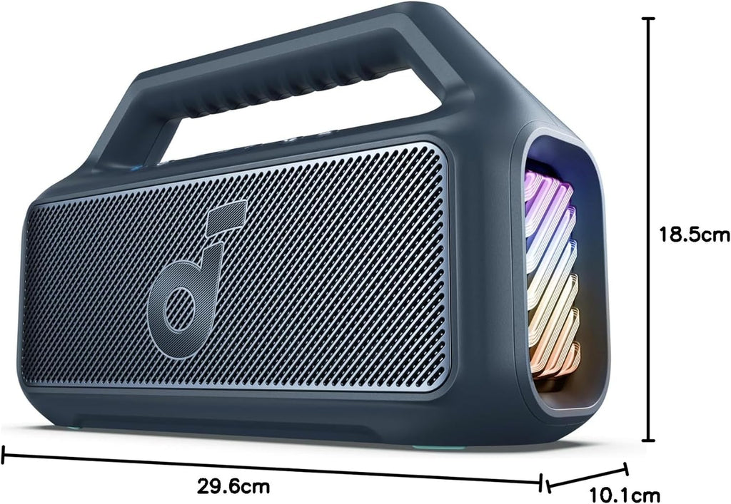 Outdoor Speaker, 80W, Subwoofer, BassUp 2.0, 24H Playtime, IPX7 Waterproof, Floatable, RGB Lights, USB-C, Custom EQ, Bluetooth 5.3, Portable for Camping, Beach, and Backyard