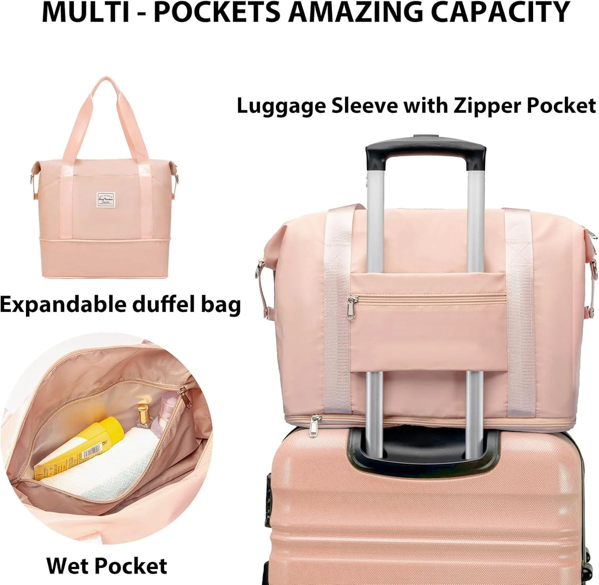 LONG VACATION 6 Piece Luggage Set Carry on Suitcase with ABS+PC hardshell, Spinner Wheels & YKK Zipper TSA Lock