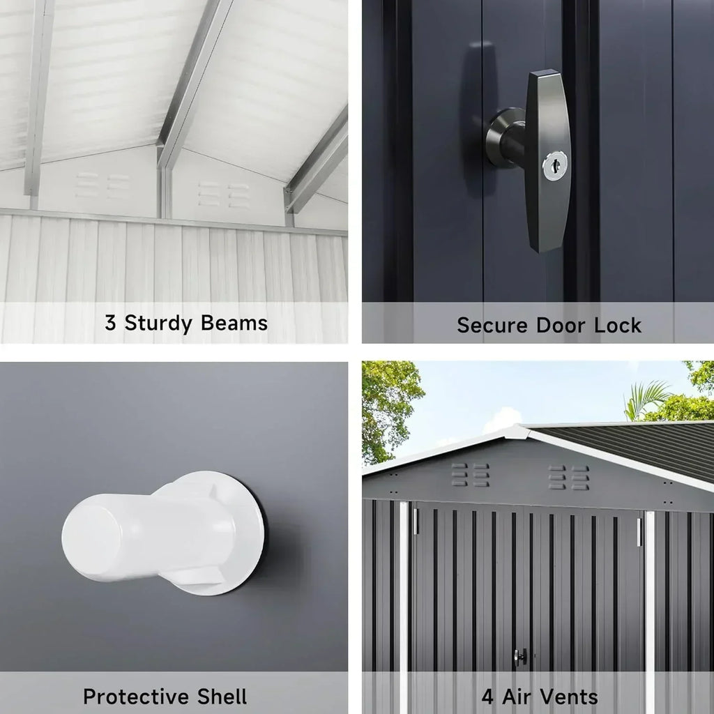 Polar Aurora 8 x 12 FT Outdoor Storage Shed Metal Garden Shed with Updated Frame Structure