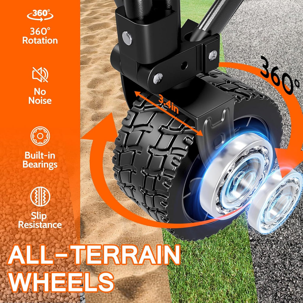 Large wheel foldable beach cart, foldable beach cart with all-terrain wheels, large load capacity, heavy duty cart
