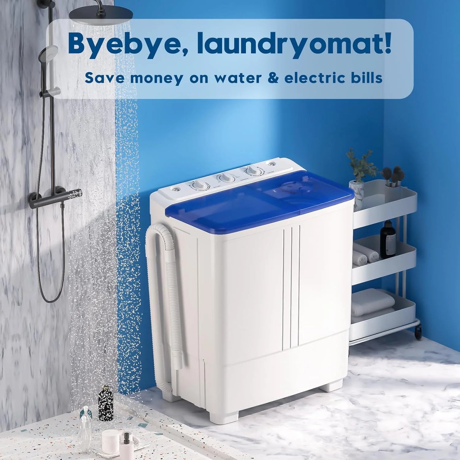 Auertech Portable Washing Machine 28lb Twin Tub Washing Machine Mini Compact Washing Machine with Drain Pump