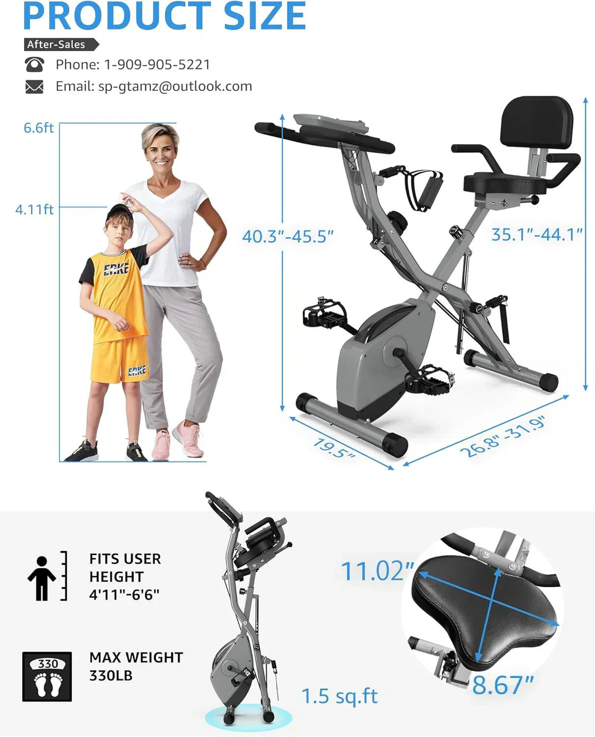 Foldable Exercise Bike Stationary Bikes  5 IN 1 Indoor Workout Cycling Bike Quiet Magnetic Resistance