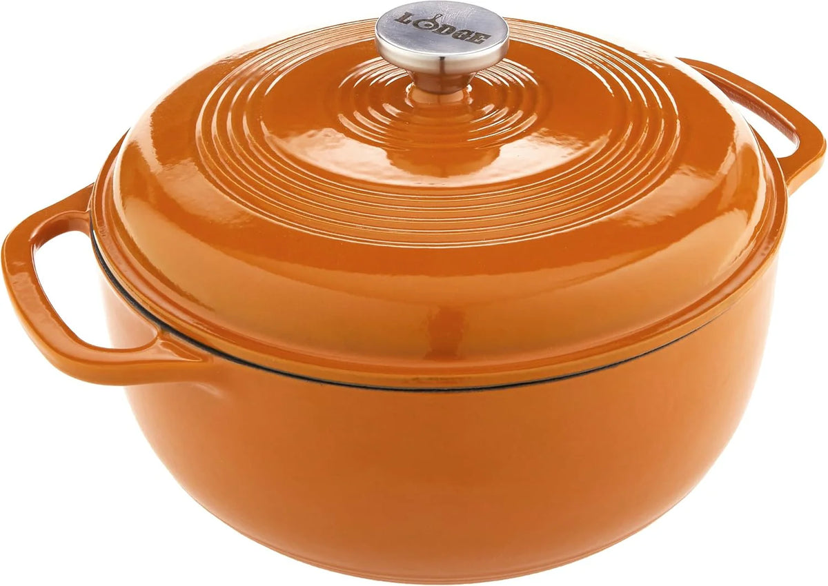 Lodge Essential Enamel Cast Iron Dutch Oven - Perfect for Bread Baking, Braising, Marinating & Slow Cooking - Features Moisture-Sealing Lid & Dual Handles - Kitchen Essentials - 6 Quarts - Caribbean Blue