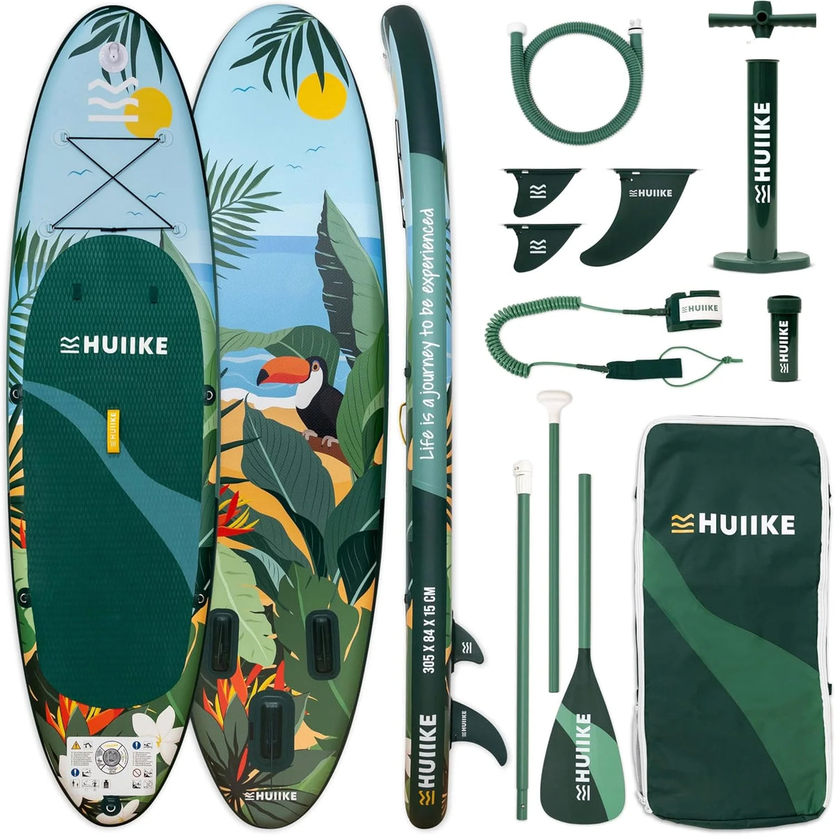 HUIIKE Inflatable Paddle Board for Adults with Accessories Included, Oar, Fins, Pump. Stand Up Paddleboard