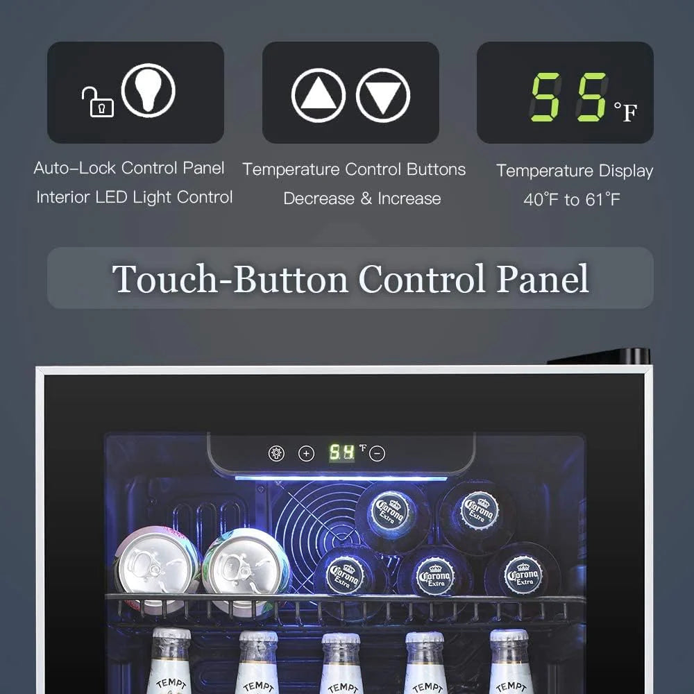 Antarctic Star Beverage Refrigerator Cooler 68 Can, Mini Fridge with Glass Door for Beer Drinks Wine,Freestanding Small Fridge with Electronic Temperature Control for Home and Bar,1.7 cu.ft