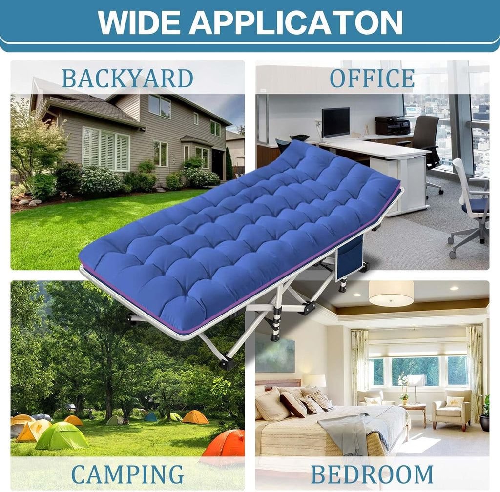 2 Pack Camping Cot with Mattress Comfortable Cot Bed Folding Cot Heavy Duty Cots for Sleeping with Carry Bag for Adults Kids Guest Bed Outdoor Indoor Home