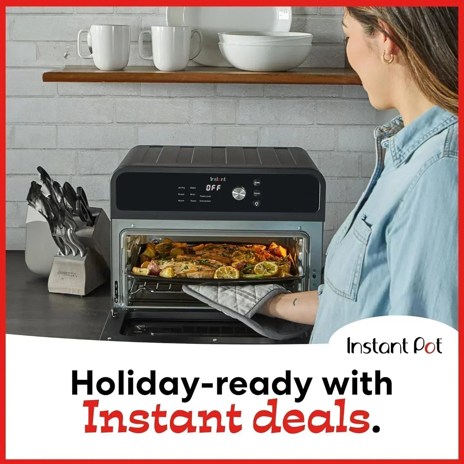 Instant Pot Omni Plus 19QT/18L Toaster Oven Air Fryer 10-in-1 Functions Fits 12 Pizza Crisp Broil