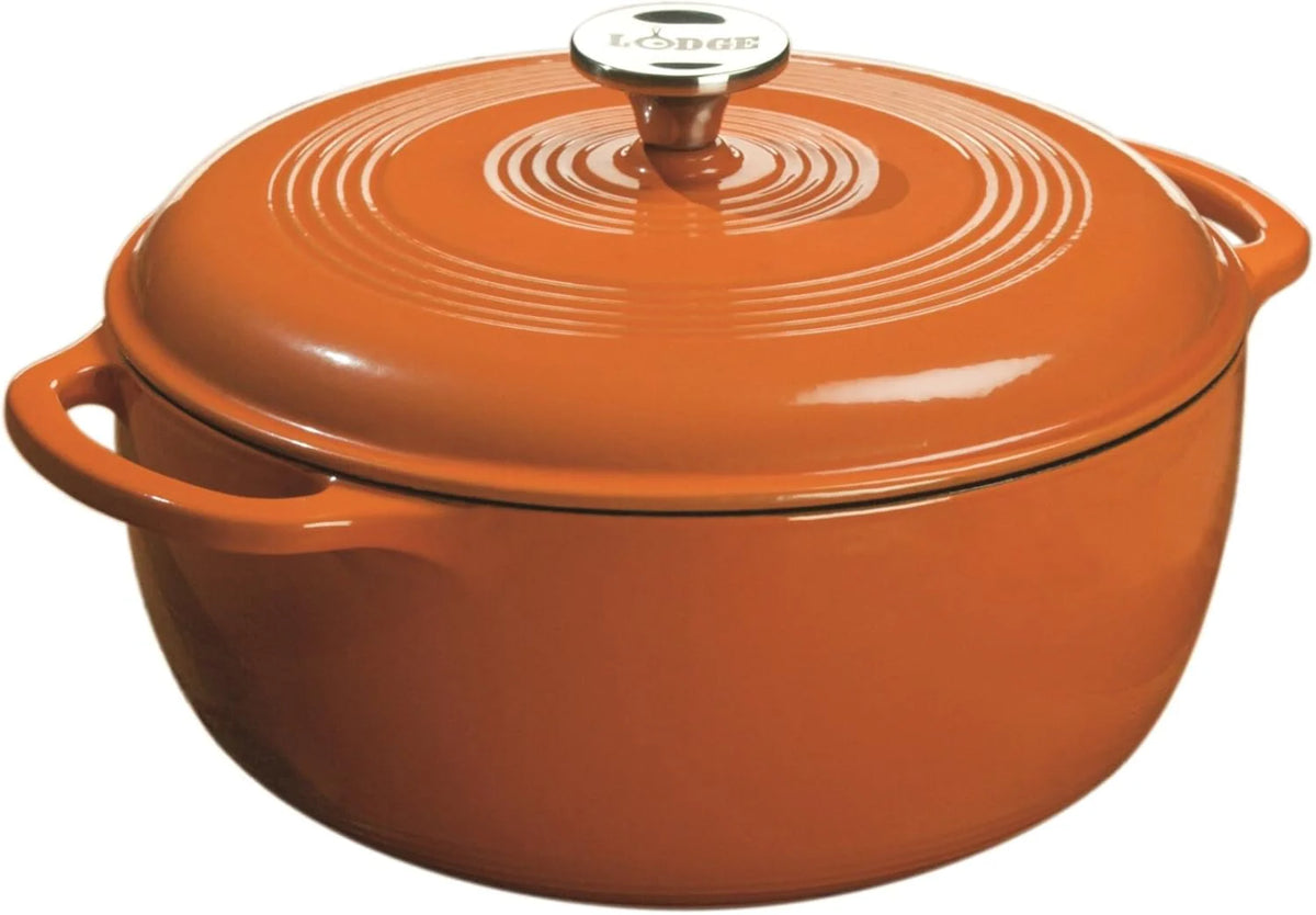 Lodge Essential Enamel Cast Iron Dutch Oven - Perfect for Bread Baking, Braising, Marinating & Slow Cooking - Features Moisture-Sealing Lid & Dual Handles - Kitchen Essentials - 6 Quarts - Caribbean Blue