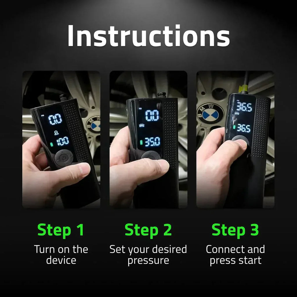 Airmoto Tire Inflator Portable Air Compressor Car Tire Air Pump with Digital Pressure Gauge