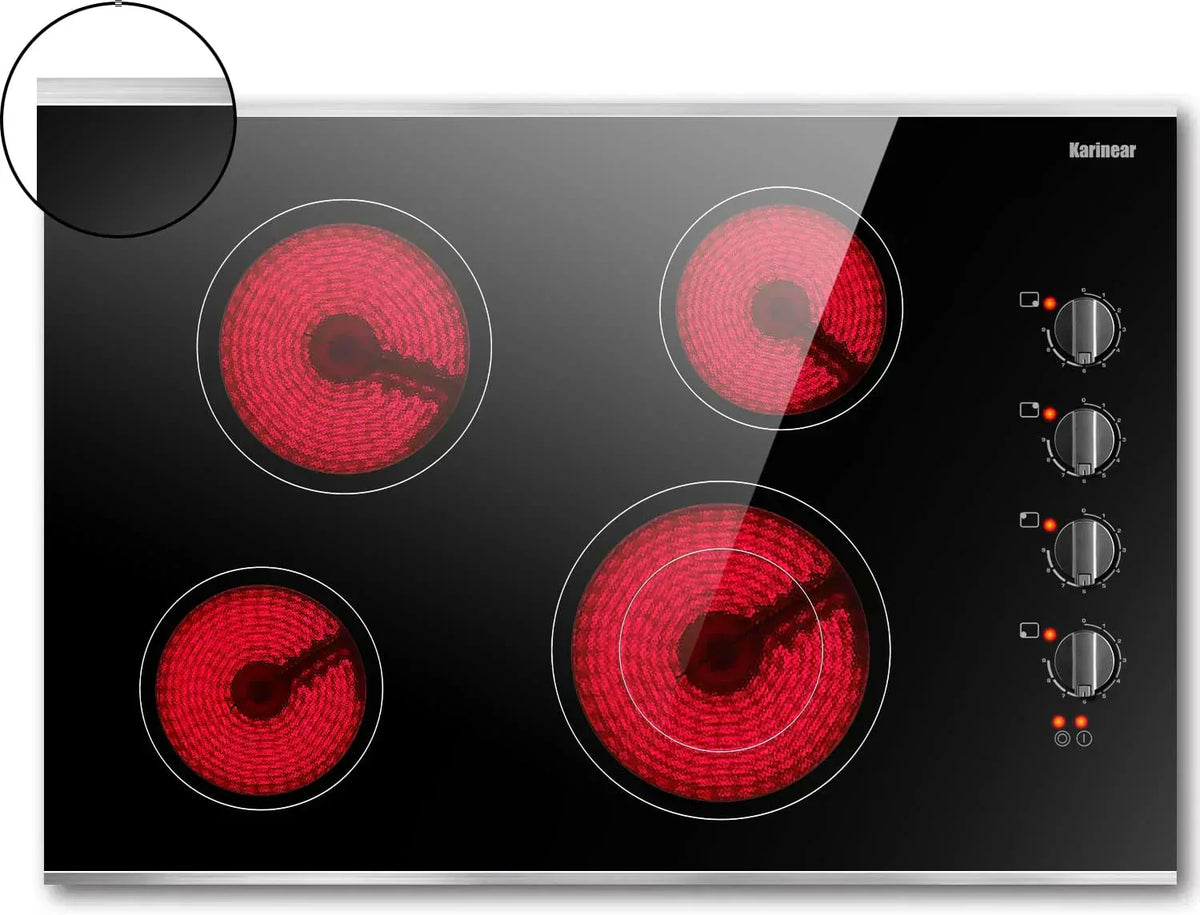 Karinear 30 Inch Electric Cooktop 4 Burners Built-in Ceramic Cooktop Radiant Electric Stove Top