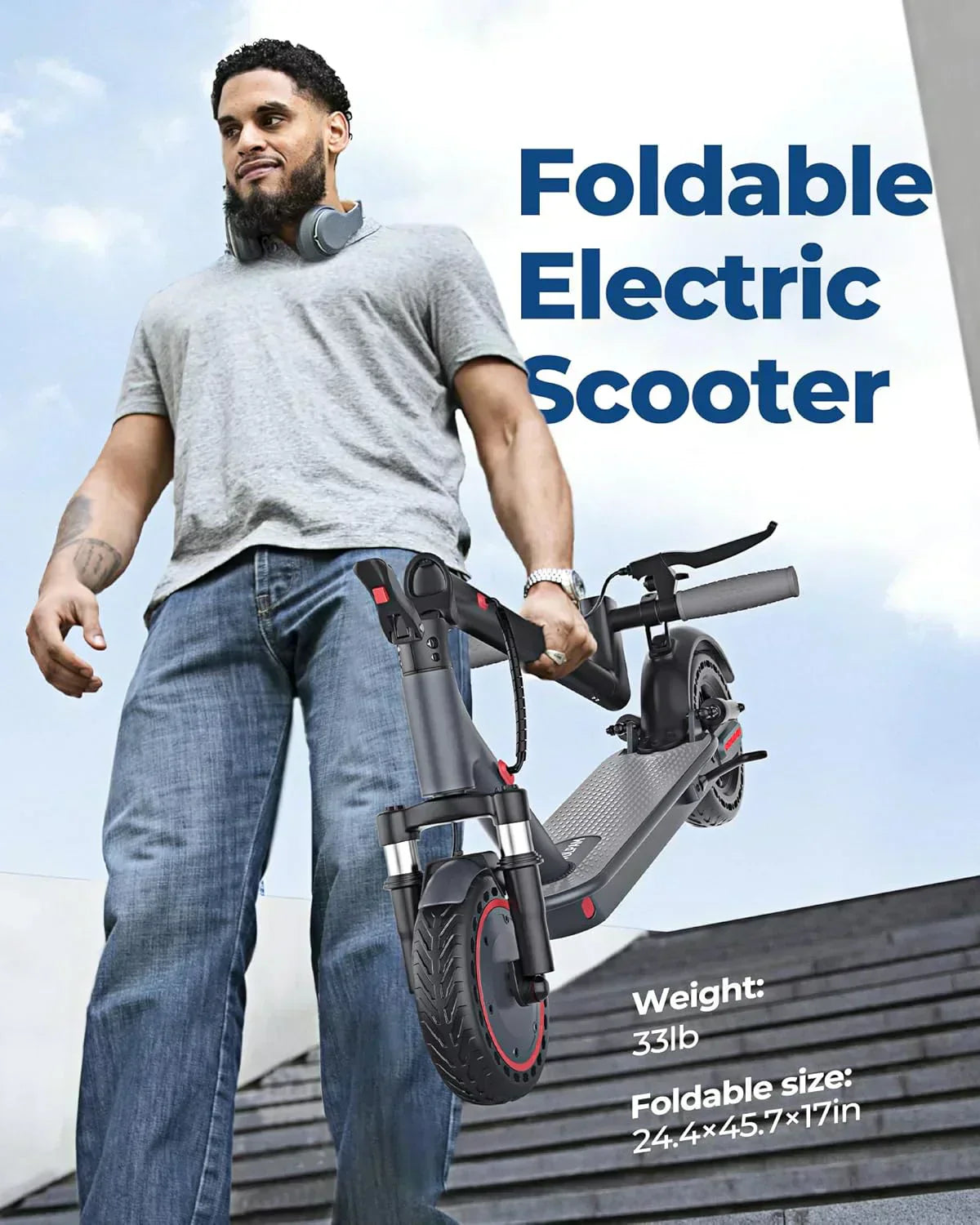 Volpam electric scooter Powerful electric motor Solid tires 28/21/12 mile range