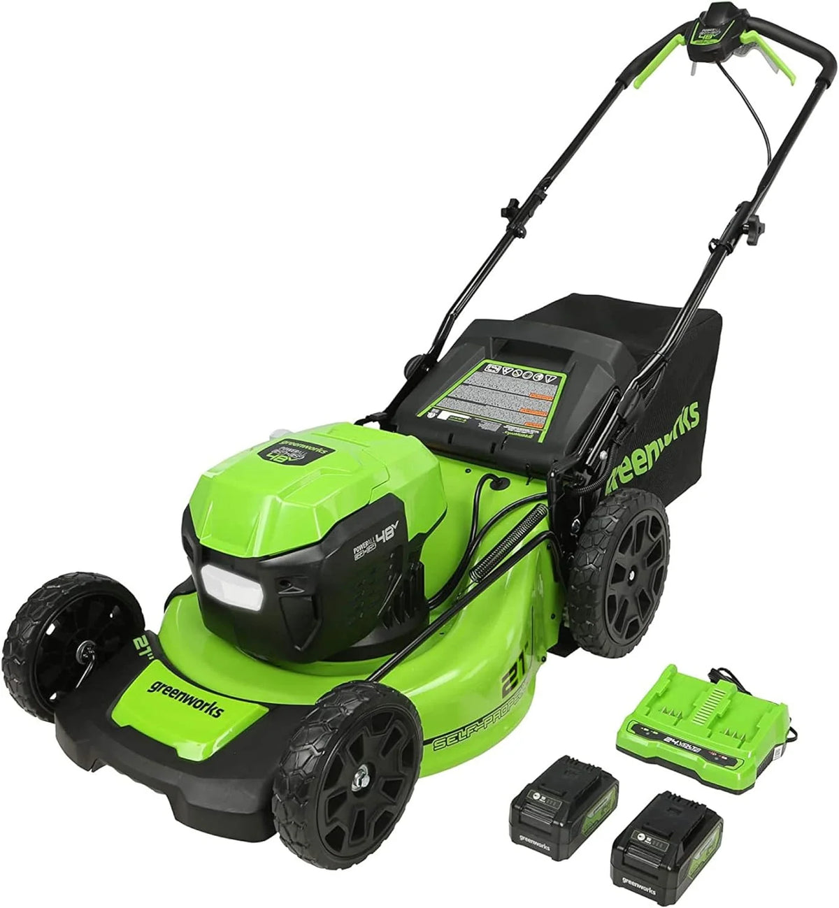 Greenworks 48V (24V x 2) 21 Brushless Self-Propelled Mower+12 String Trimmer+320CFM Blower
