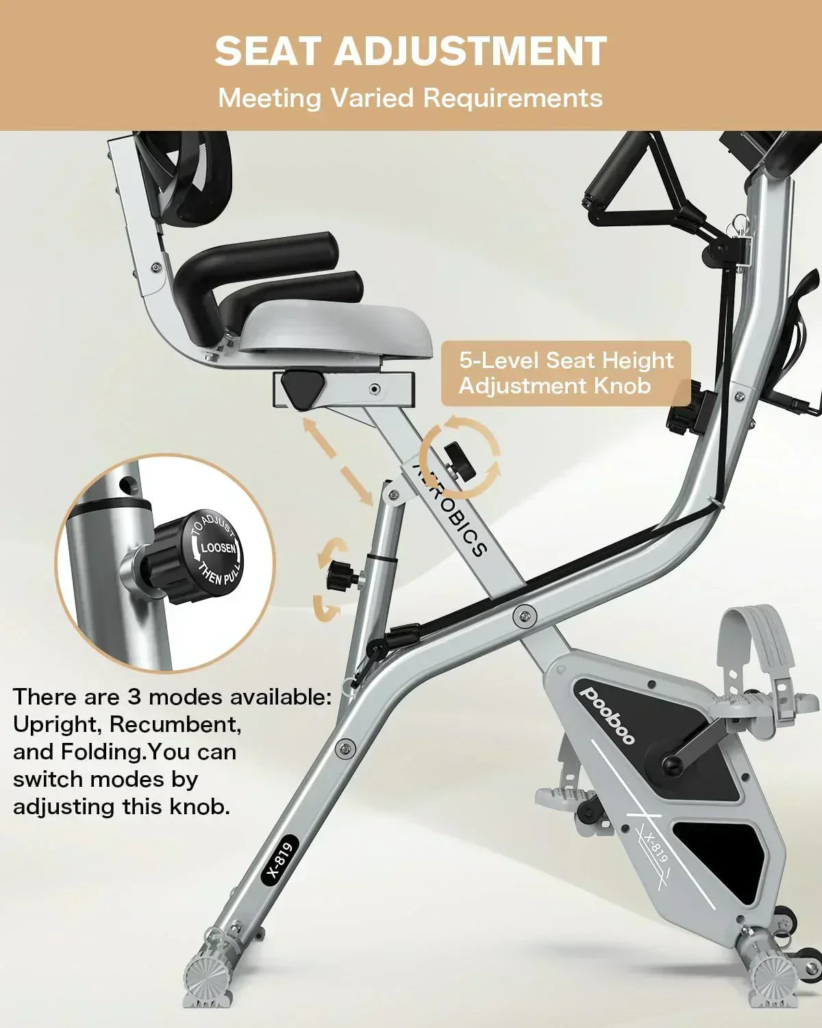 pooboo Folding Exercise Bike Foldable Fitness Stationary Bike Machine Upright Indoor Cycling Bike
