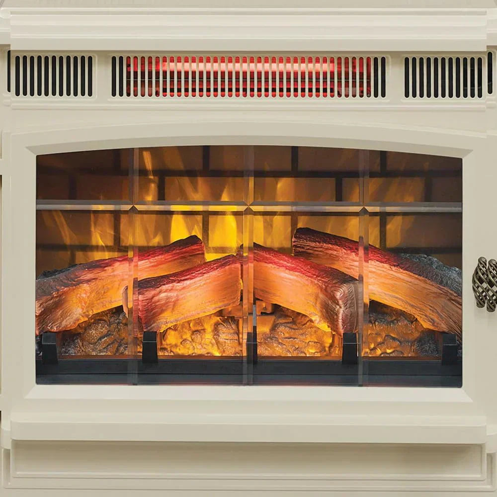 Freestanding Electric Fireplace Stove Heater with 3D Flame Effect for 1000 Sq. Ft