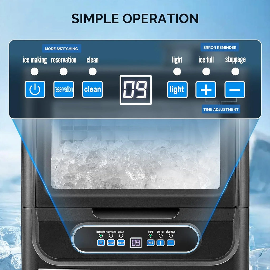 VINGLI Commercial Ice Maker Machine,90lbs/24H Plastic Under Counter Ice Maker with 11lbs Storage,Dual Water Supply Options,Self-Cleaning,Timing Function,for Home Bar Cafe Restaurant Kitchen