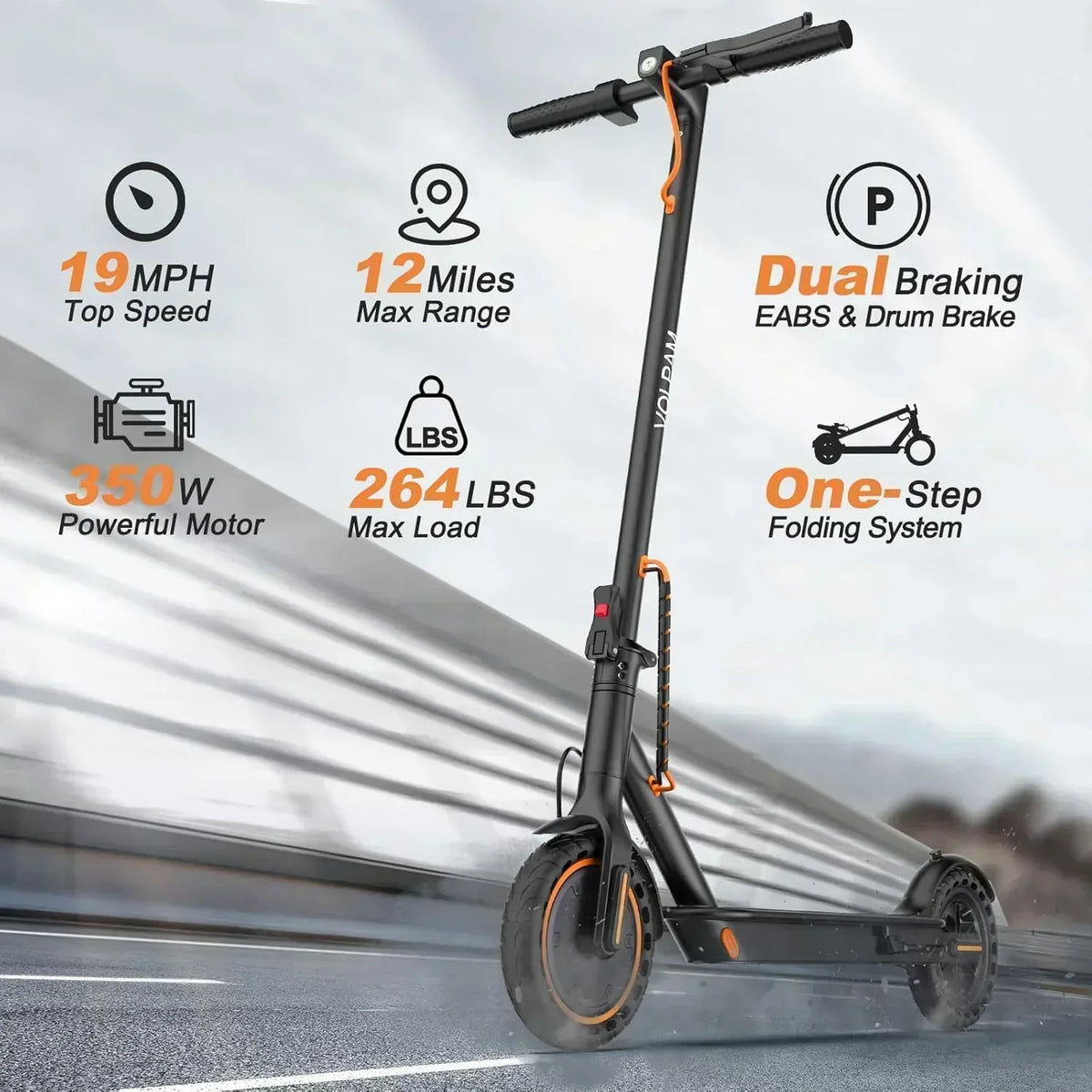 Electric Scooter 350W/500W Powerful Motor 8.5/10 Solid Tires 19/22Mph 28/21/12 Miles Range