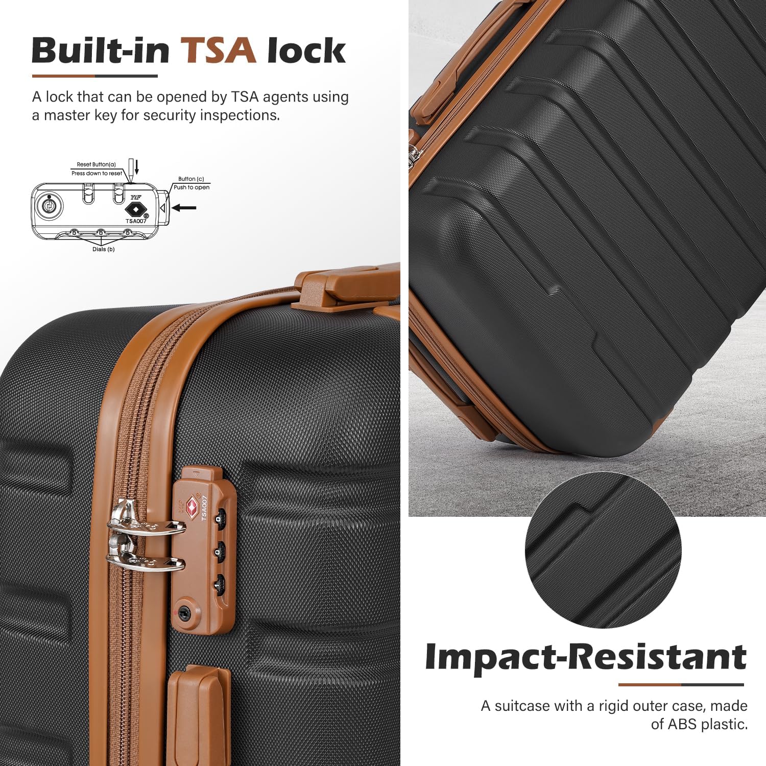 Luggage 3 Piece Set Suitcase Spinner Hardshell Lightweight TSA Lock