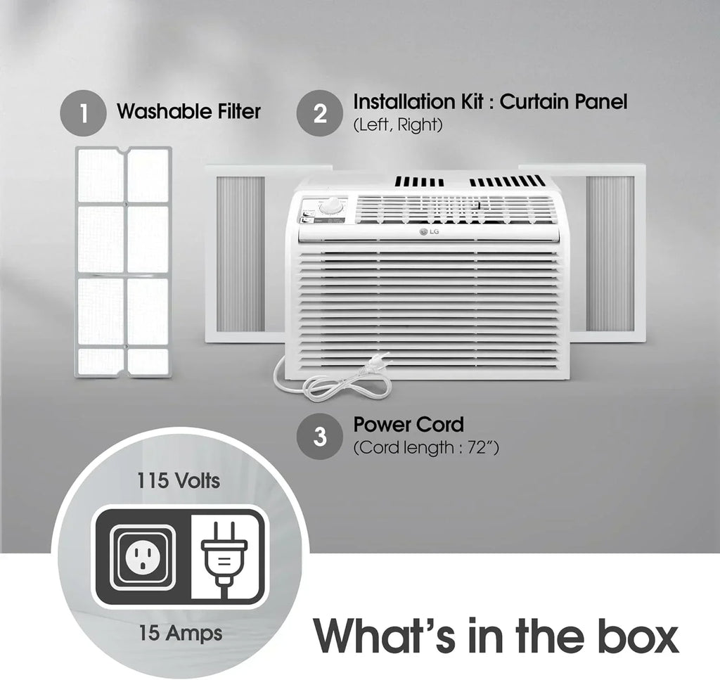 LG 5000 BTU Window Air Conditioners Easy Mechanical Control Ultra-Quiet Compact-size Cools Filter