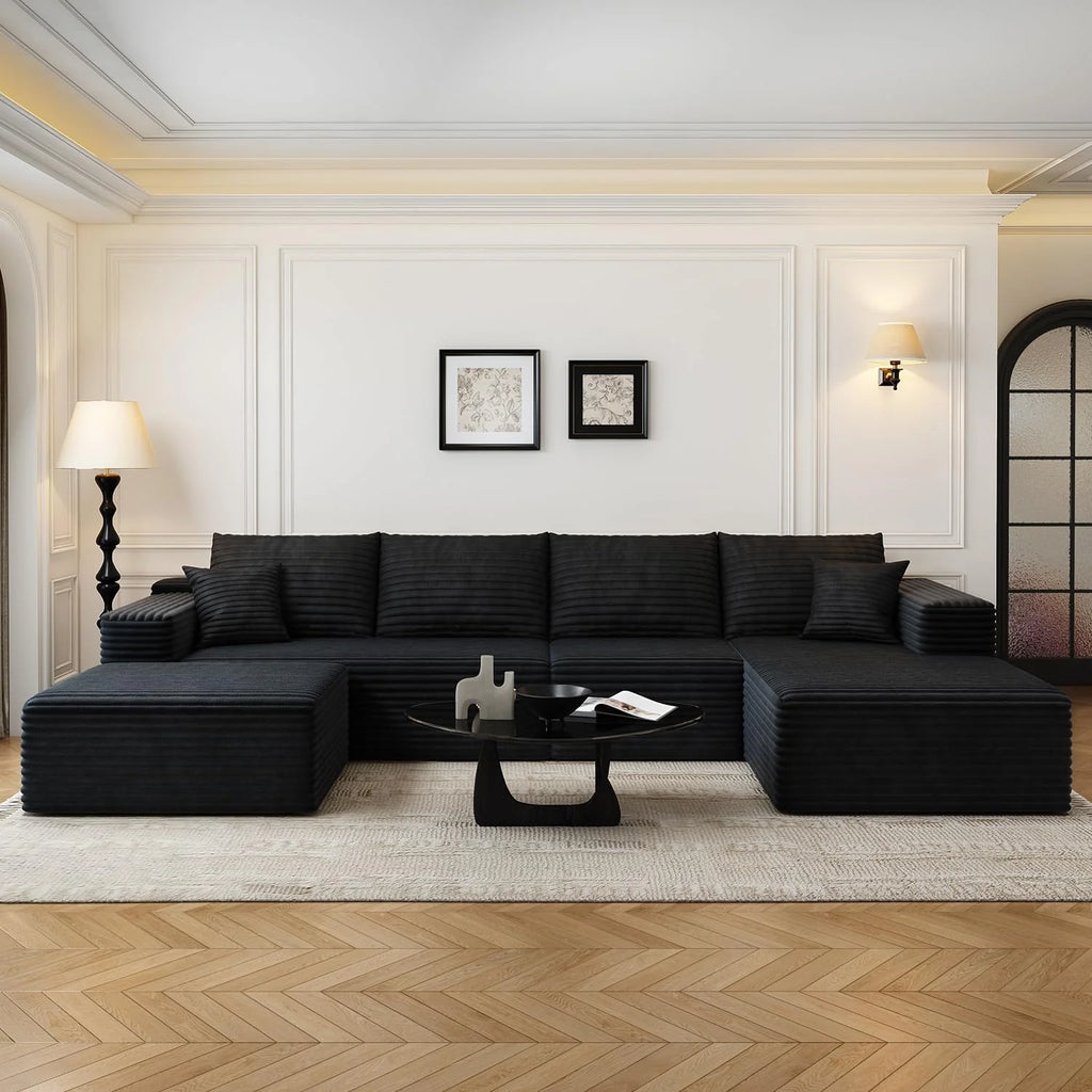 107.5 inch Cloud Modular Sectional Sofa with L-Shaped Chaise Lounge, Modern Minimalist Upholstered Sofa Deep Seating Corner Sofa