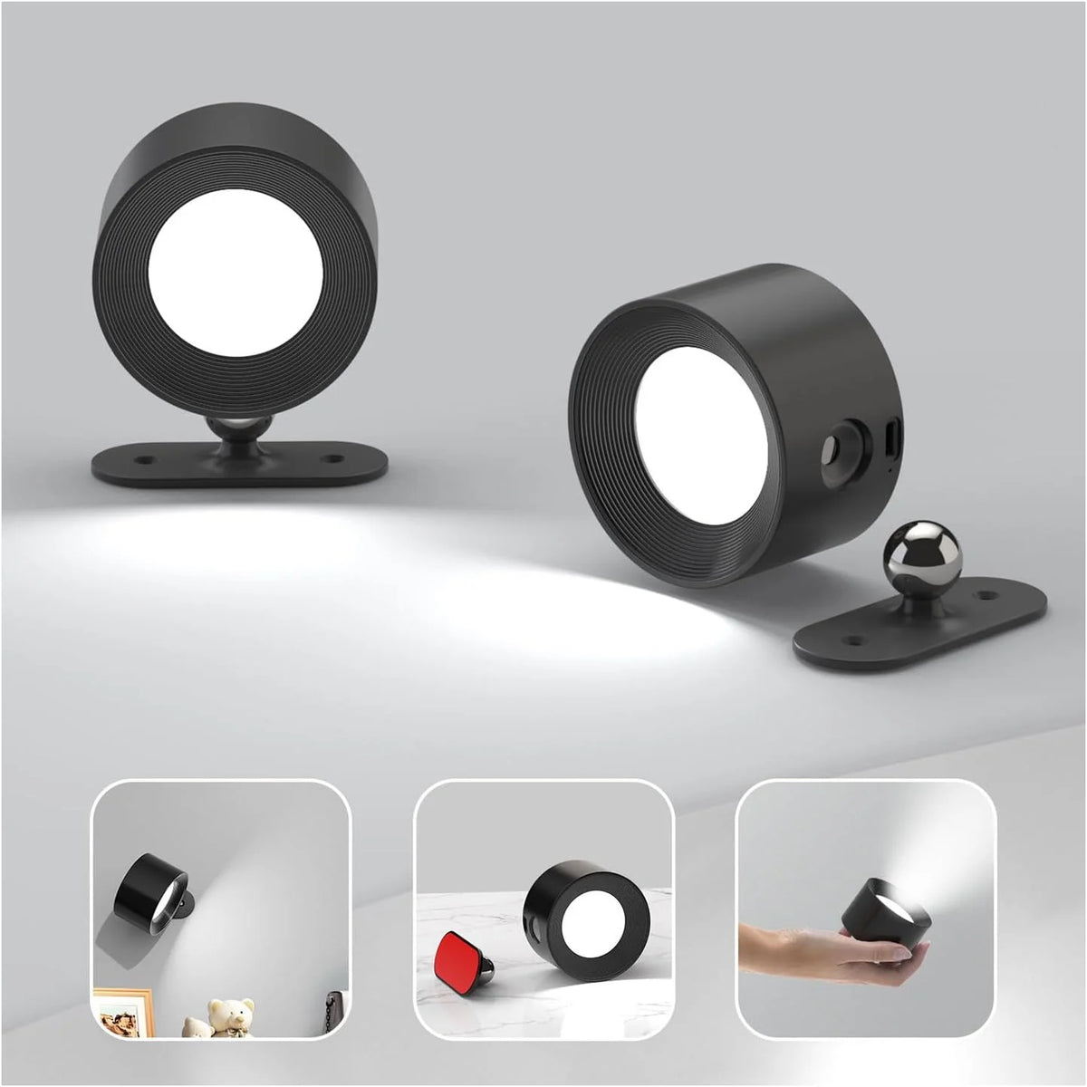 LED Wall Sconce Rechargeable Battery Operated with USB and Adjustable Color Temperatures