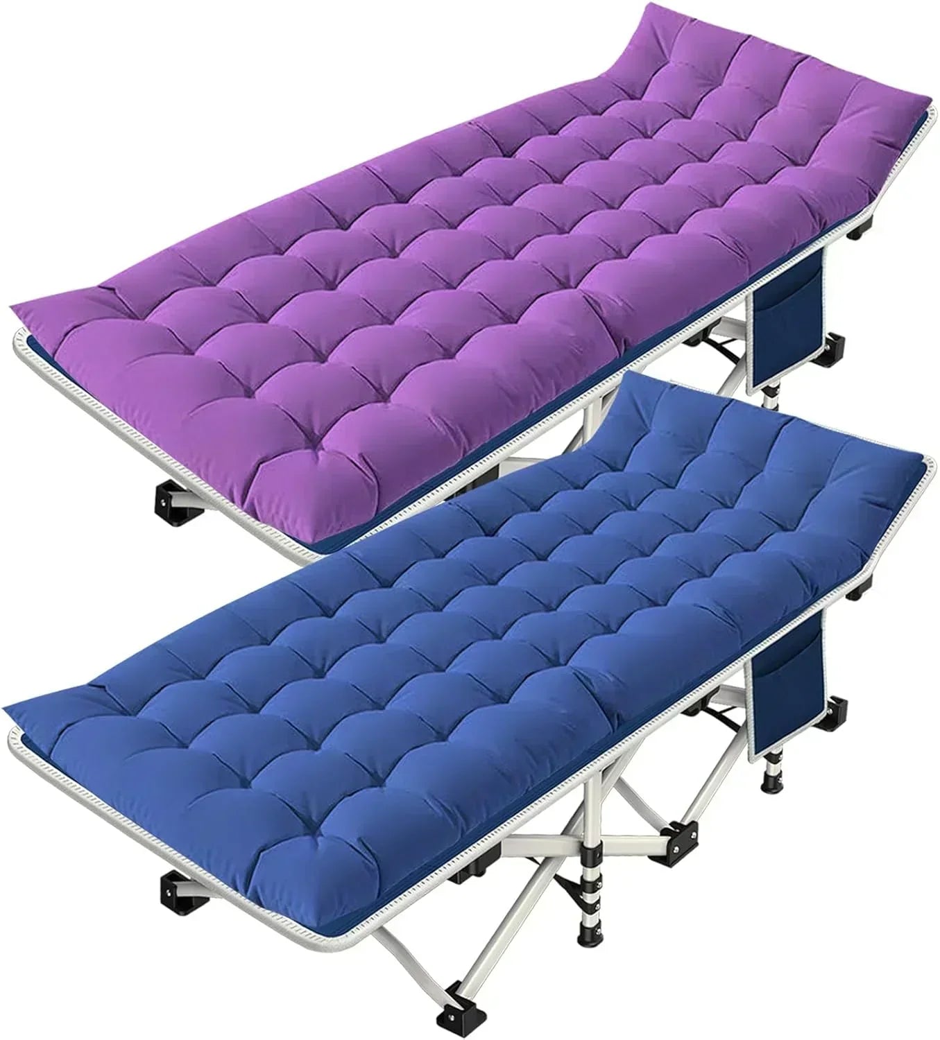 2-Pack Camping Cots with Mattress Comfortable Folding Bed Heavy Duty Baby Cot