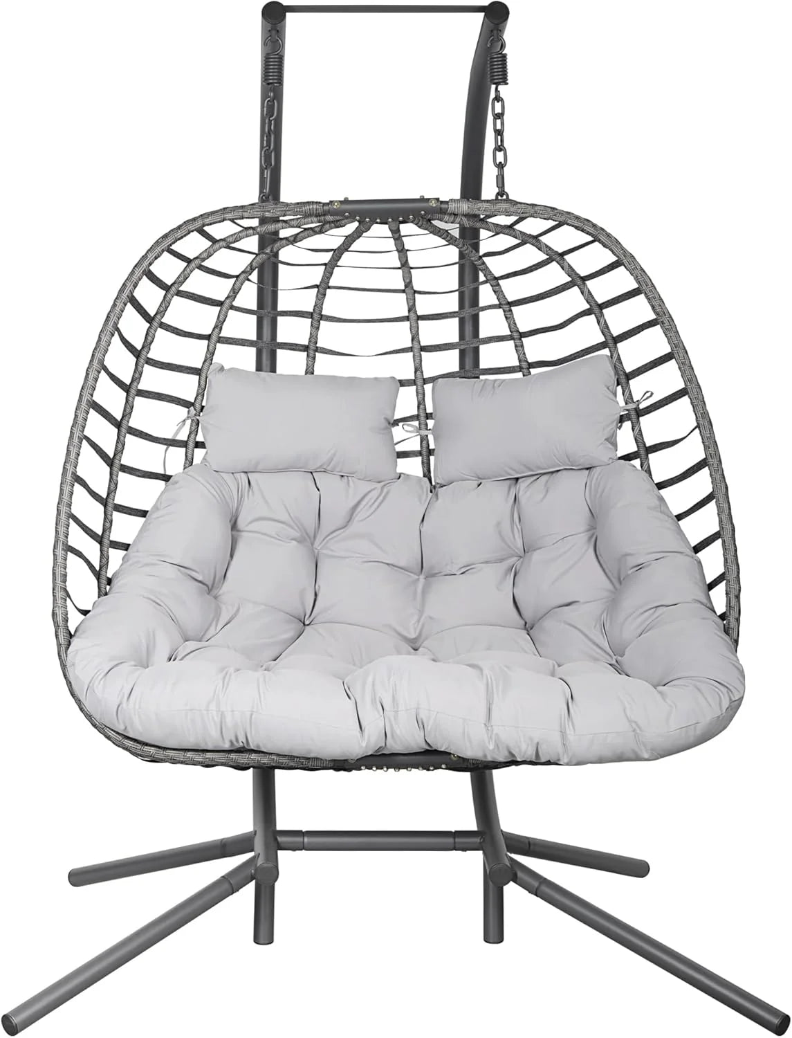 HWB Hanging Egg Chair Patio Wicker Hammock Egg Swing Chair with Cushion for Bedroom