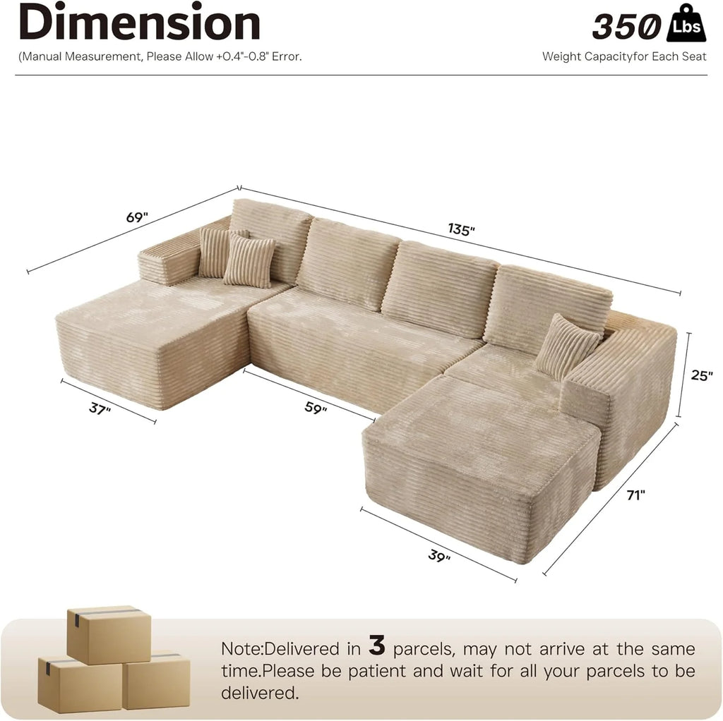 Ovios 104 Cloud Section Sofa L-shaped lounge chair, modern modular sofa
