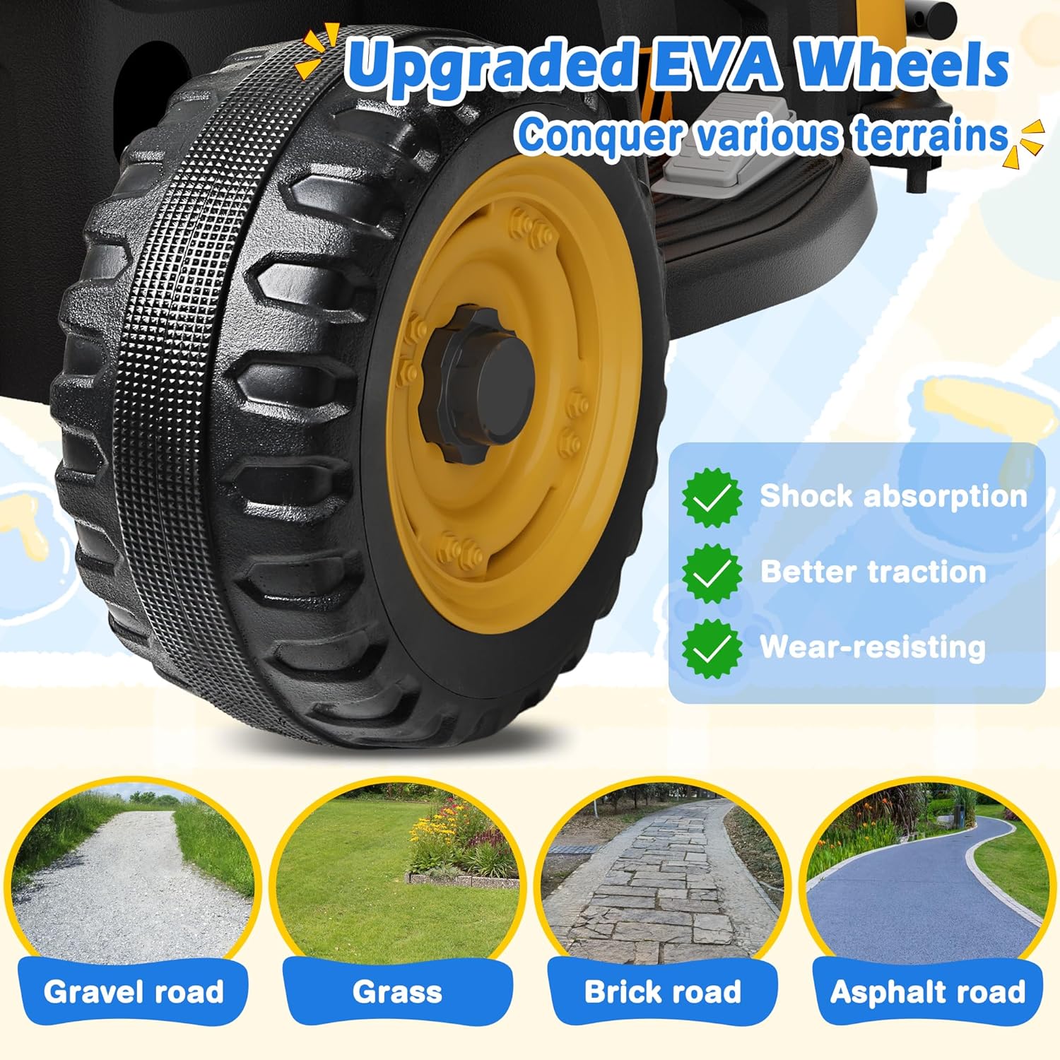24V Ride On Tractor Tiltable Detachable Trailer 2x65W Motors EVA Tires Remote Control