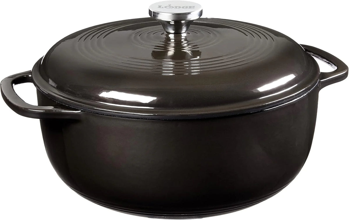 Lodge Essential Enamel Cast Iron Dutch Oven - Perfect for Bread Baking, Braising, Marinating & Slow Cooking - Features Moisture-Sealing Lid & Dual Handles - Kitchen Essentials - 6 Quarts - Caribbean Blue