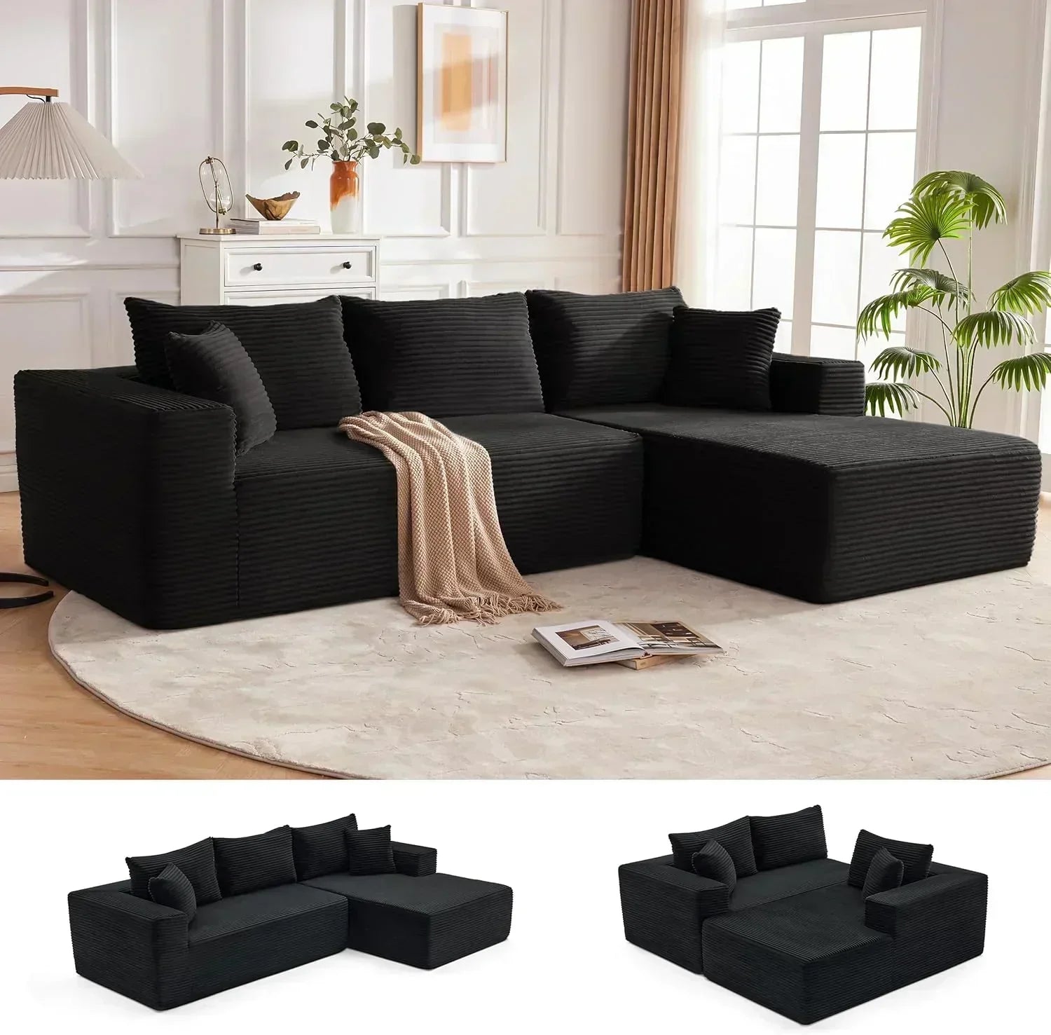 110-inch cloud sofa boneless sofa in the living room modular sofa with deep seats