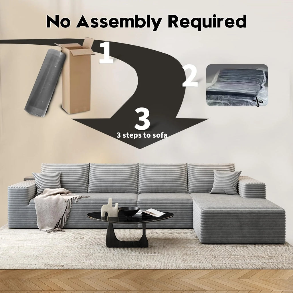 107.5 Cloud Modular Sectional Sofa Couch with L-Shape Chaise,Modern Minimalist Upholstered Couches