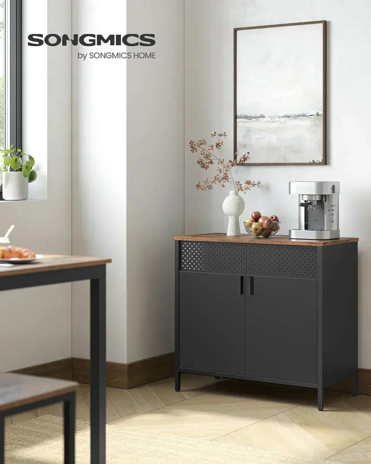 SONGMICS Storage Cabinet Metal Cabinet Sideboard with 2 Doors 15.7 x 31.5 x 29.9 inches