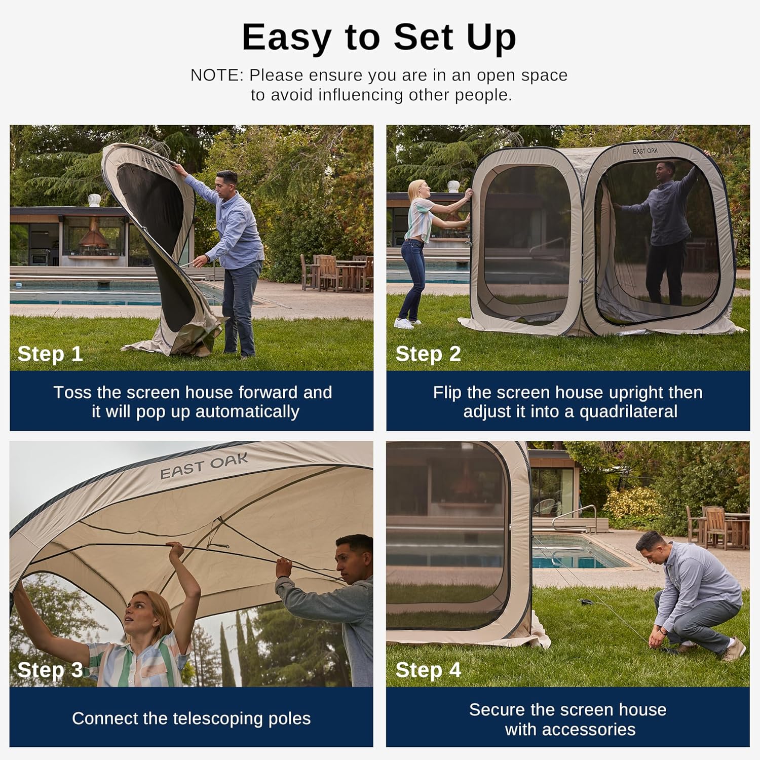 EAST OAK Screen House Tent Pop-Up Portable Screen Room Canopy Instant Screen Tent 10 x 10 FT