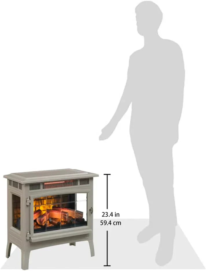 Freestanding Electric Fireplace Stove Heater with 3D Flame Effect for 1000 Sq. Ft