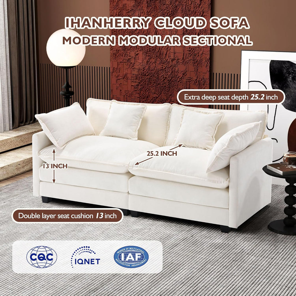 ihanherry 146-inch U-shaped modern sofa modular area cloud sofa