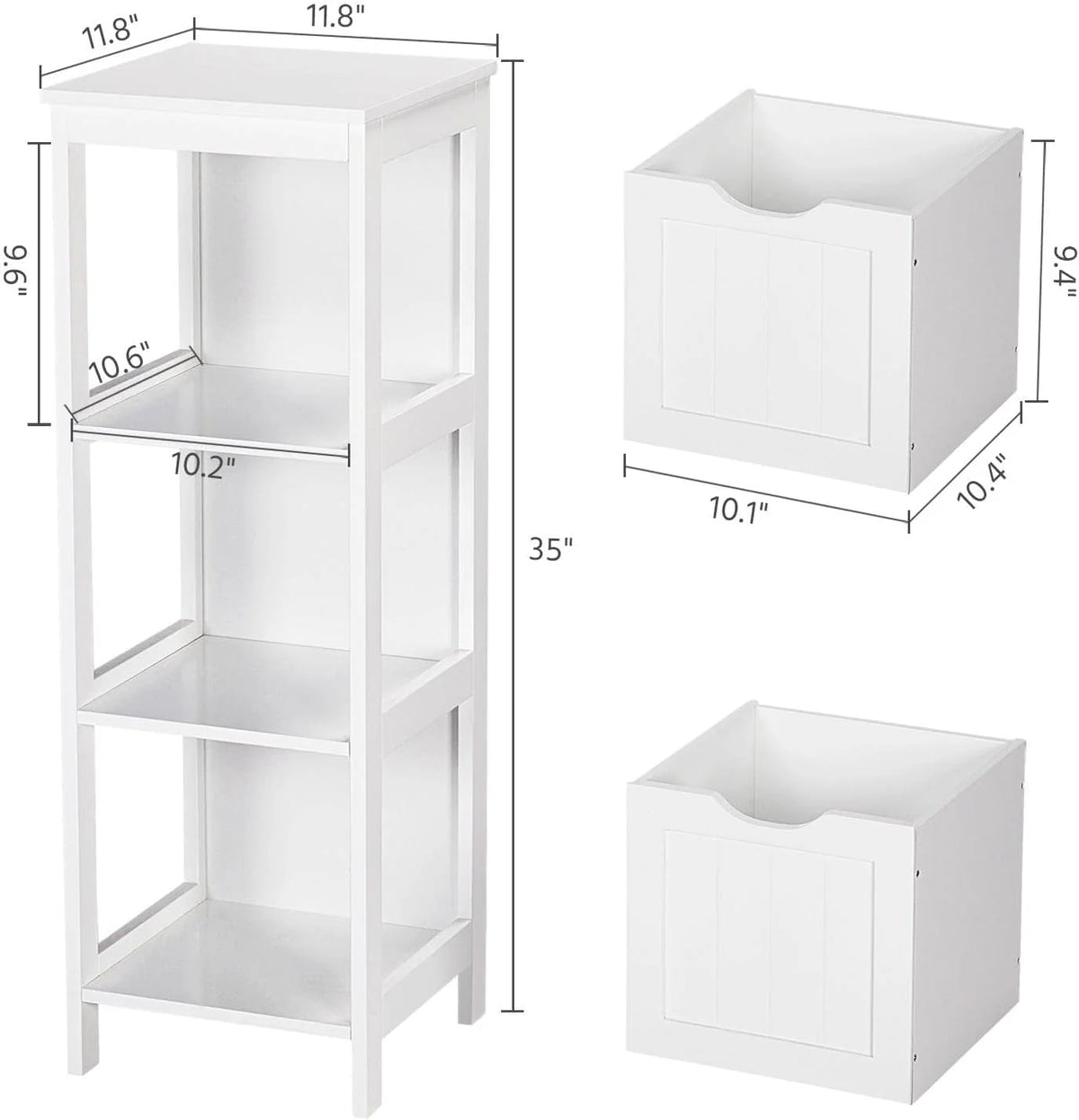 Bathroom Floor Cabinet, Wooden Storage Cabinet with 2 Drawers, Multifunctional Side Organizer Rack Stand Table