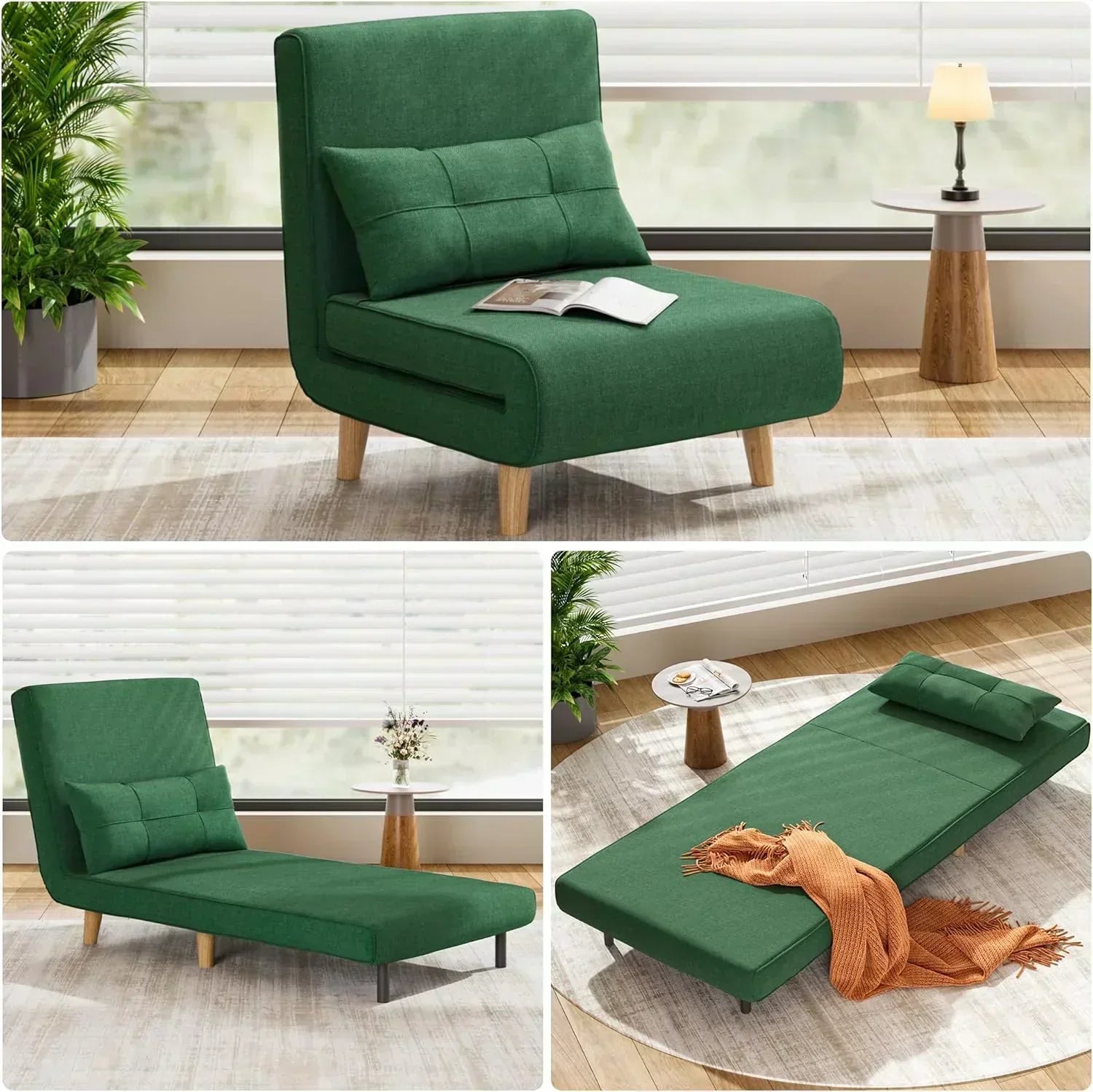 3-in-1 sleeper chair bed convertible chair bed futon sofa with adjustable backrest