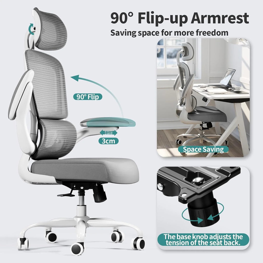 Office Chair Ergonomic Desk Chair, 330 lbs Home Mesh Desk Chair with Wheels, Comfortable Gaming Chair, High Back Office Chair