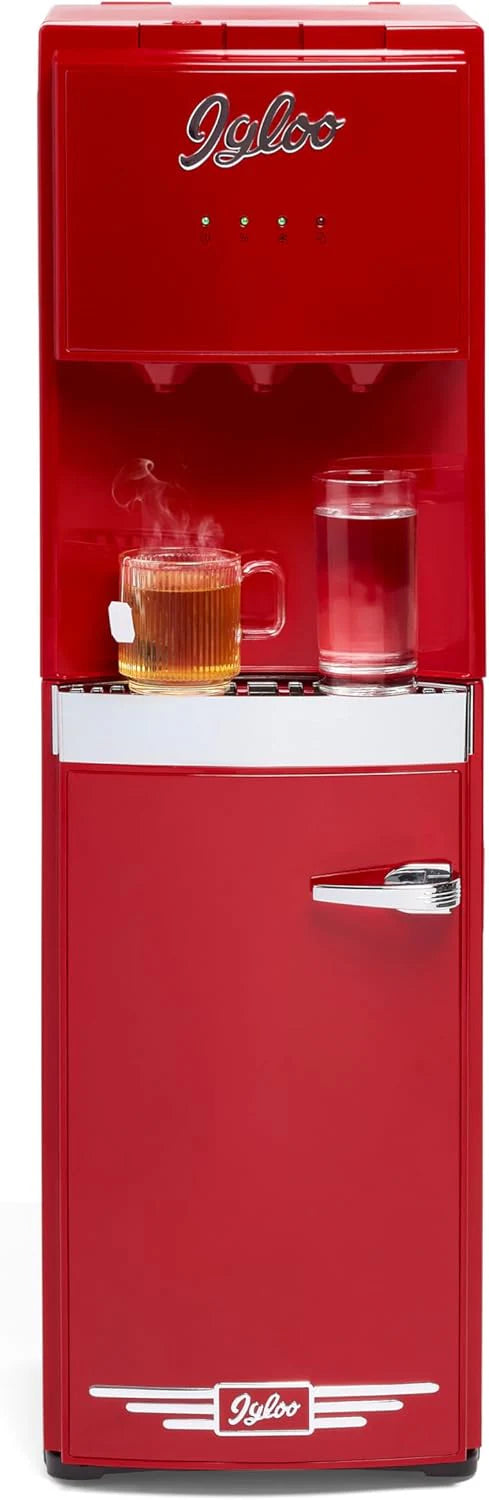 Igloo Top Loading Water Dispenser Hot and Cold Water Dispenser Black and Stainless Steel