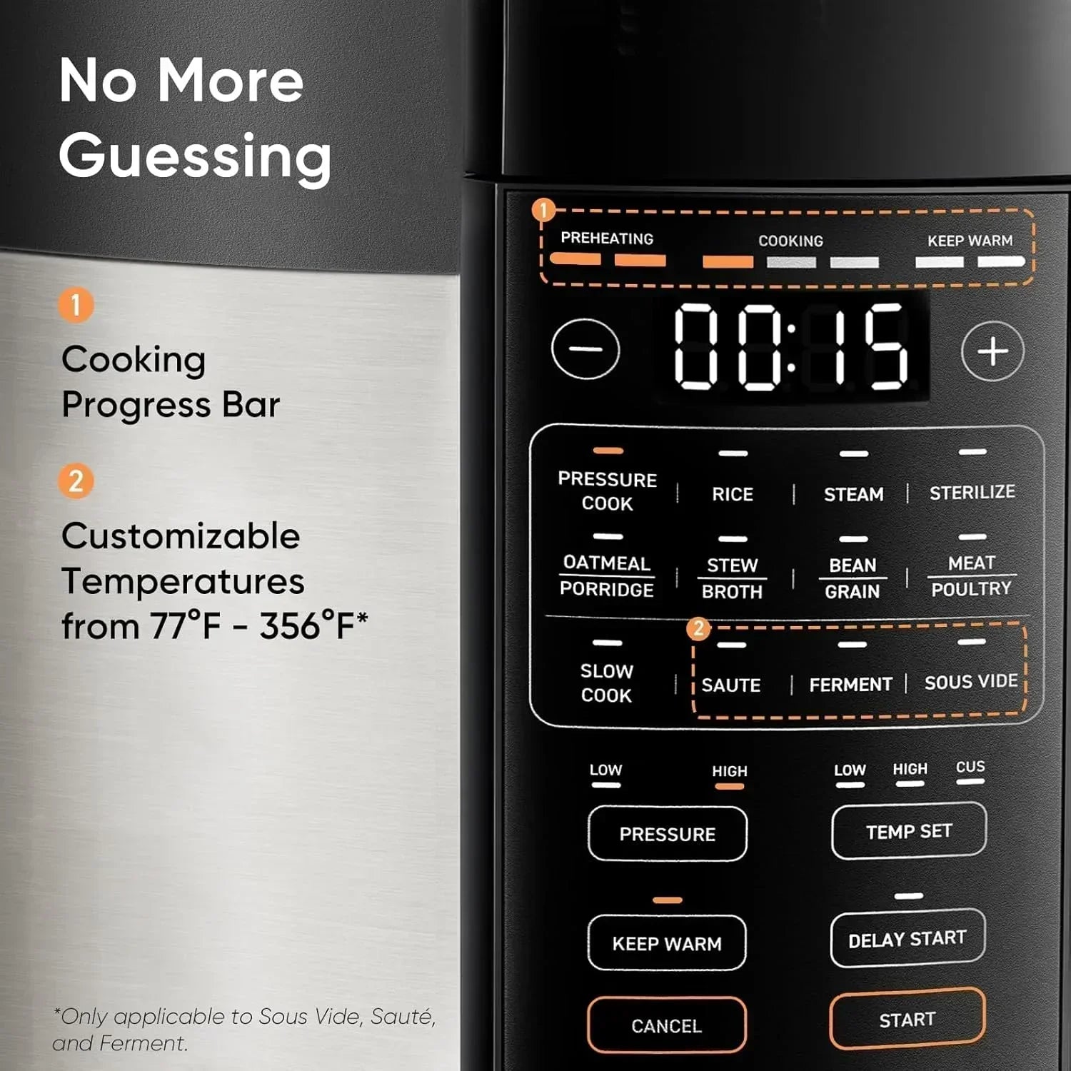 COSORI 6-Quart Stainless Steel Pressure Cooker Multi-Function Cooker with Ceramic Inner Pot