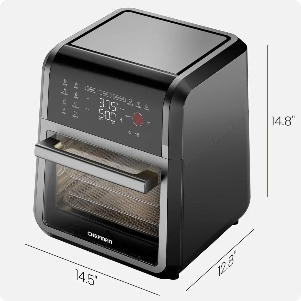 Chefman Compact 6.3-Quart Digital Air Fryer with Rotisserie Dehydrator and Convection Oven