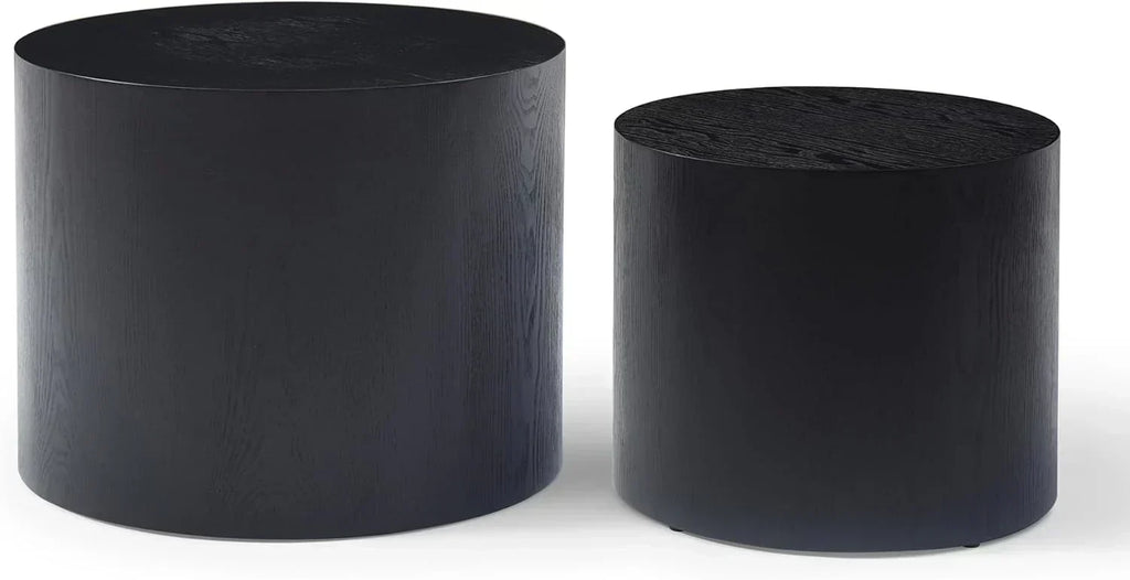 Nesting Coffee Table Set of 2 Modern Round Coffee Table with Non-Slip Feet Circle Accent Tables