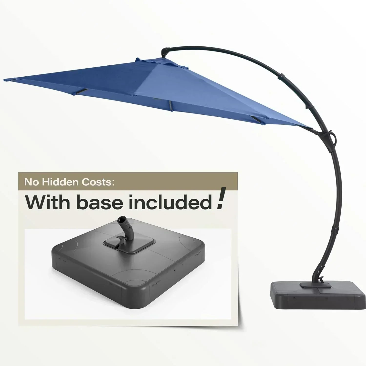 LAUSAINT HOME Outdoor Patio Umbrella with Base included 11 FT Deluxe Curvy Cantilever Umbrella