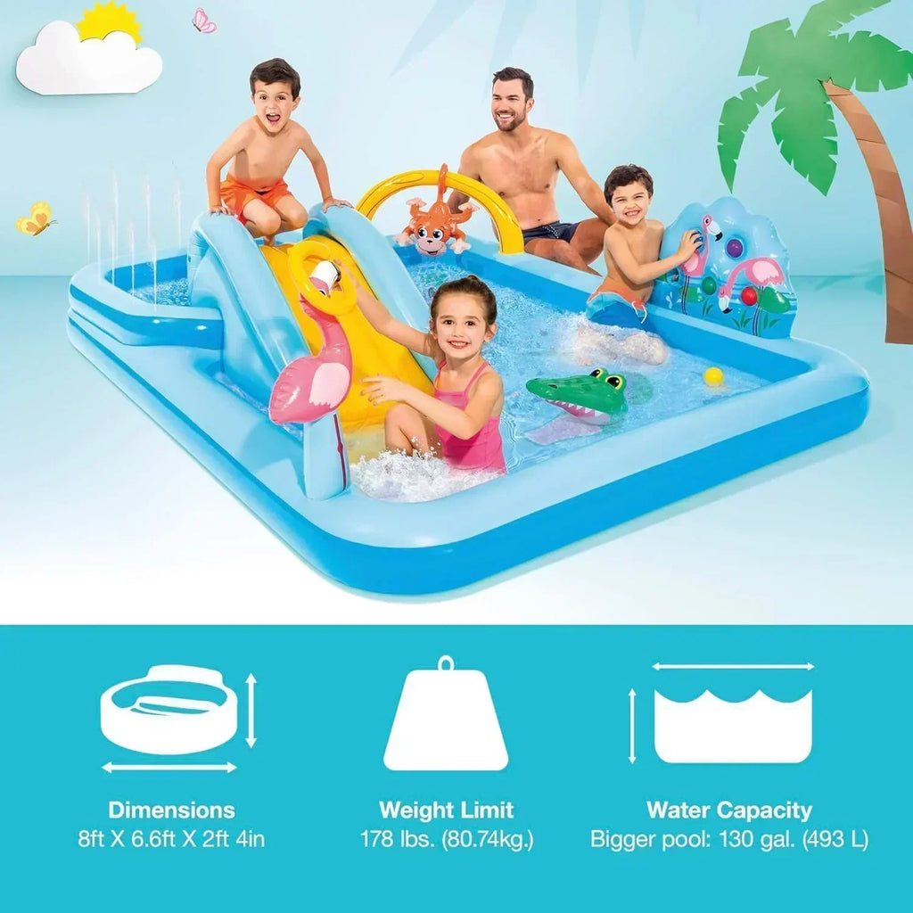 Intex 96 x 78 x 28 Inflatable Jungle Adventure Play Center Spray Kiddie Pool Water Slide
