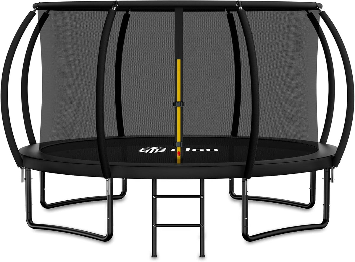 Gigu 10FT 12FT 14FT Recreational Trampolines with Enclosure Net and Ladder Anti-Rust Coating
