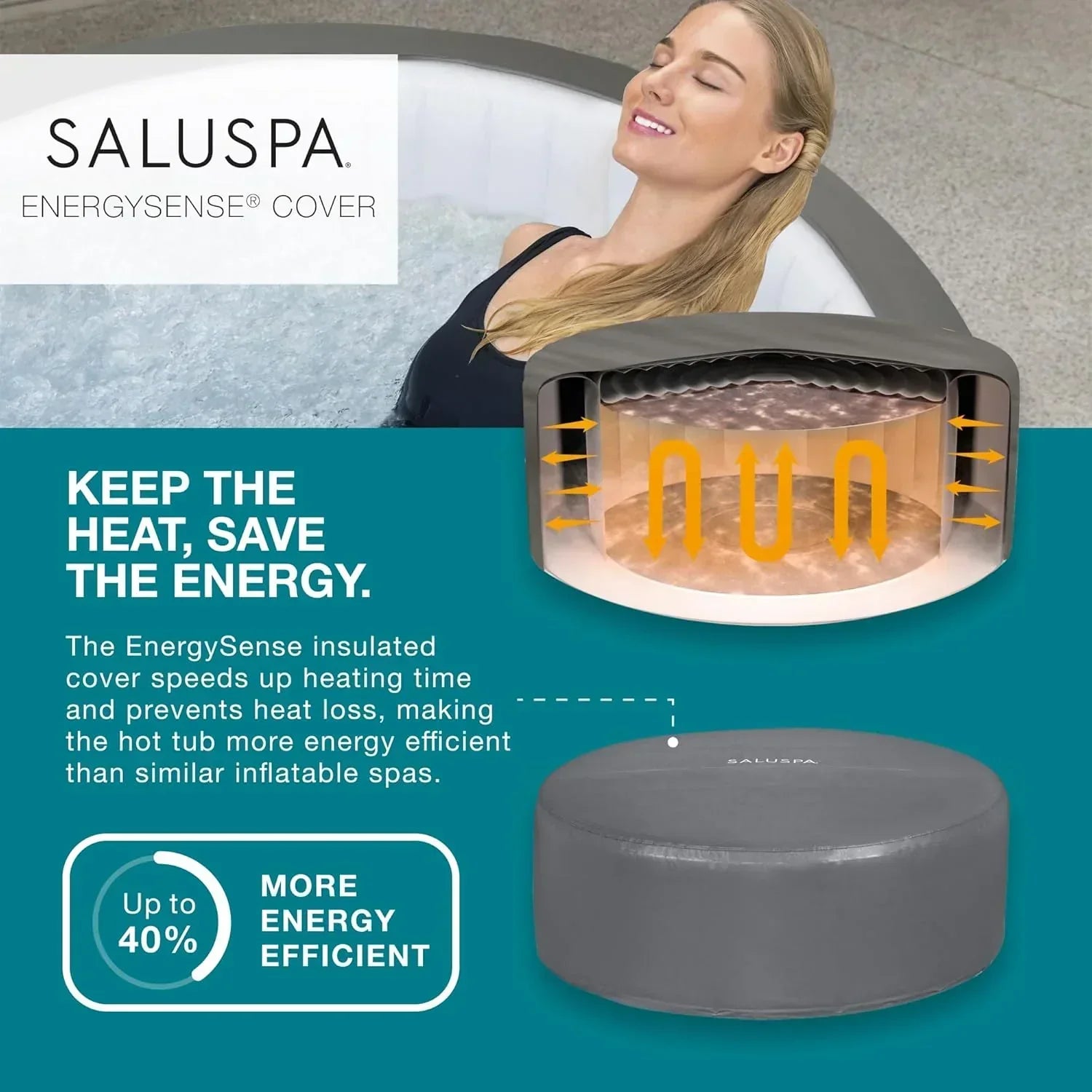 Bestway SaluSpa Miami EnergySense AirJet Inflatable Hot Tub Spa 71 x 26 Portable Hot Tub