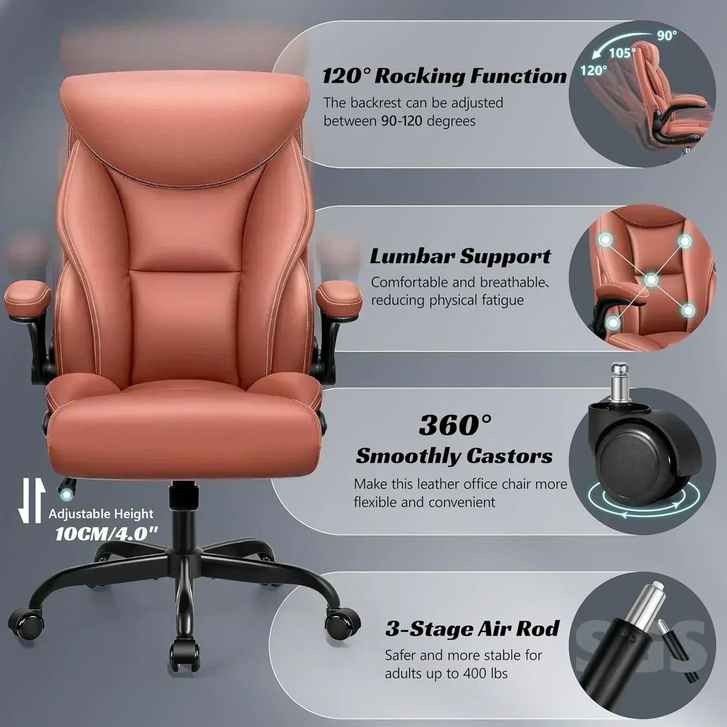 Office Chair Large High-Foot Computer Desk Chair Chair Lumbar Support Rotating Computer Chair